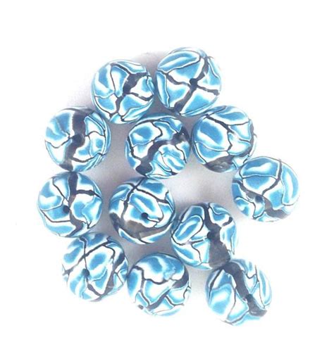 handmade polymer clay blue white beads pattern fimo beads 12mm etsy handmade polymer clay