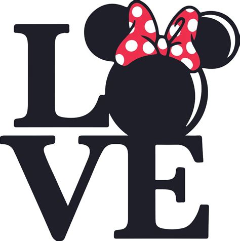 Love Minnie Mouse Head Disney Cartoon Color Decors Wall Sticker Art