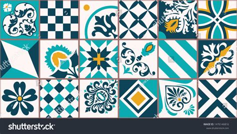 Lisbon Geometric Azulejo Tile Vector Pattern Stock Vector Royalty Free
