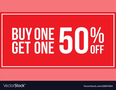 Buy One Get One 50 Off Sign Horizontal Royalty Free Vector