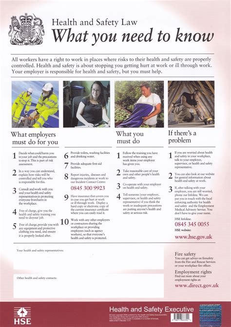 These provide employees with an essential version of the health and safety law poster that they can carry with them around the workplace. Health and Safety Law Poster: What you need to know