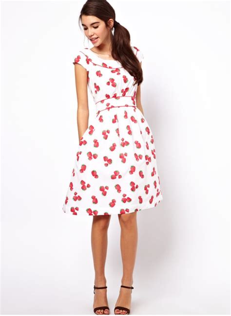 Day Dress Strawberry Print Dress Summer Day Dresses Dresses