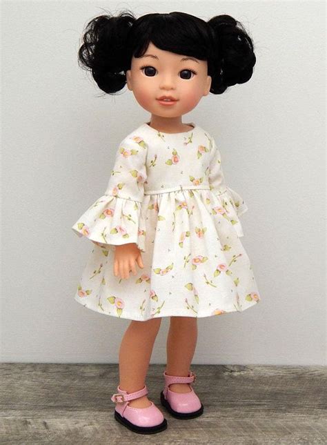 145 Inch Doll Clothes Ecru Floral Dress Etsy Doll Clothes Floral