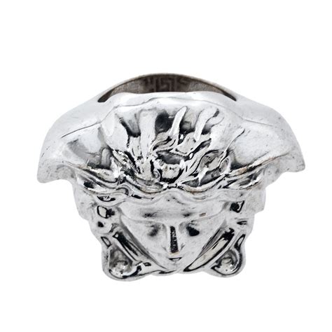 Versace Silver Tone Medusa Ring In Metallic For Men Lyst