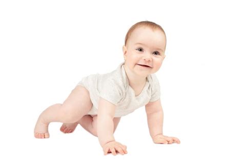 Premium Photo Funny Crawling Baby Girl Isolated On White