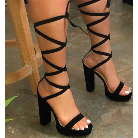 Strappy Chunky Heel Platform Sandals Strappy Heels Chunky Ankle