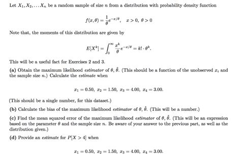 solved let xi x2 xn be a random sample of size n from a