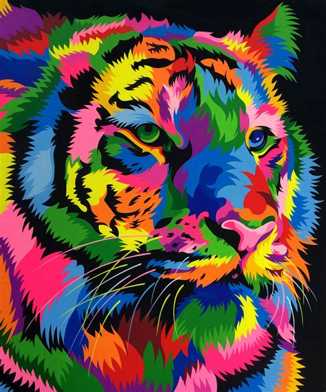 Tiger By Wahyu R Colorful Animal Paintings Animal Paintings
