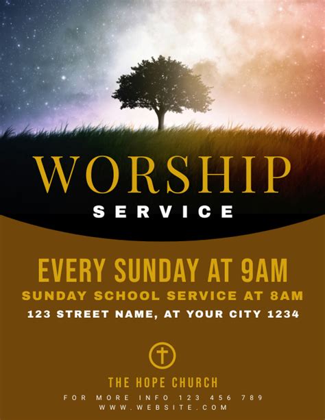 Sunday Worship Service Church Flyer Templat Postermywall