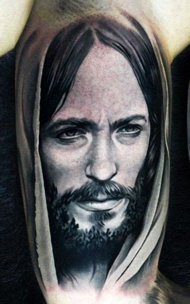 Realistic Serious Jesus Religious Tattoo New Tattoos Tattoos For Guys