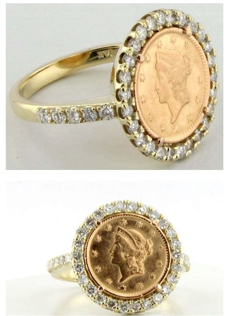 My Custom Diamond Gold Coin Ring Made With My Grandfathers Gold Coin