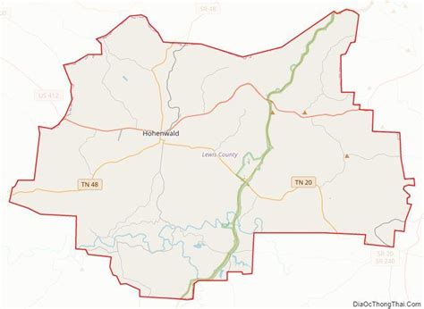 Street Map Of Lewis County Tennessee Tennessee