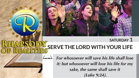 Rhapsody Of Realities Devotional Saturday August 01 2020 “ Serve The Serve The Lord