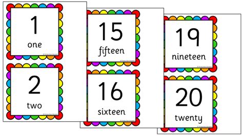 Numbers 0 20 Numerals And Words Display Primary Stars Education