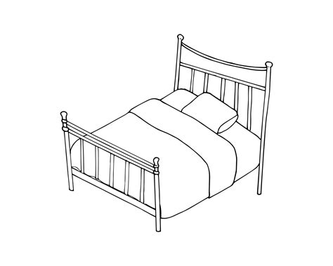 Hand Drawn Bed Vector Illustration In Sketch Style Interior Design