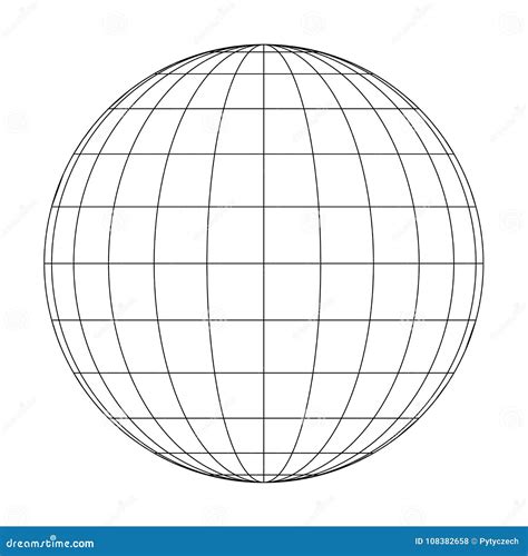 Vue De Face De La Grille De Globe De La Terre De Planète Des Méridiens