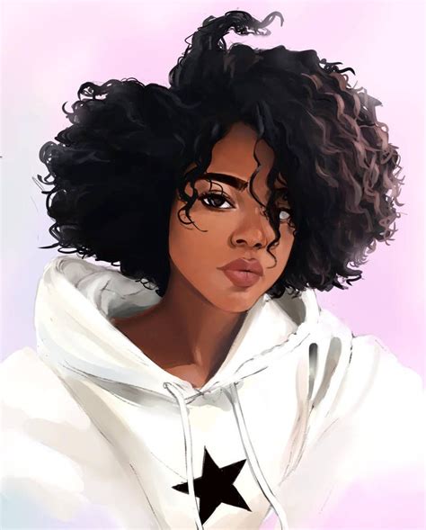 [view 20 ] Curly Hair African American Black Anime Girl Drawing