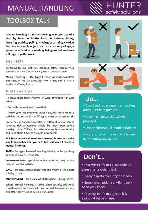 Manual Handling Toolbox Talk Health Safety Consultancy Advice