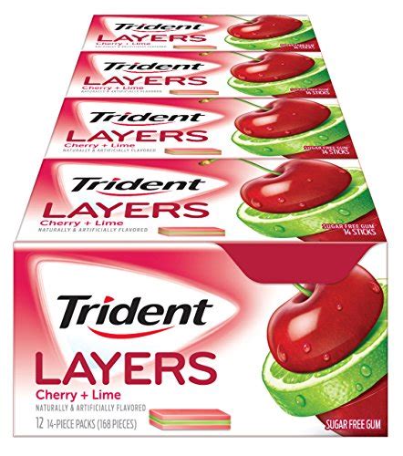 Trident Layers Sweet Cherry And Island Lime 8 Packs14 Pieces Each Relooco