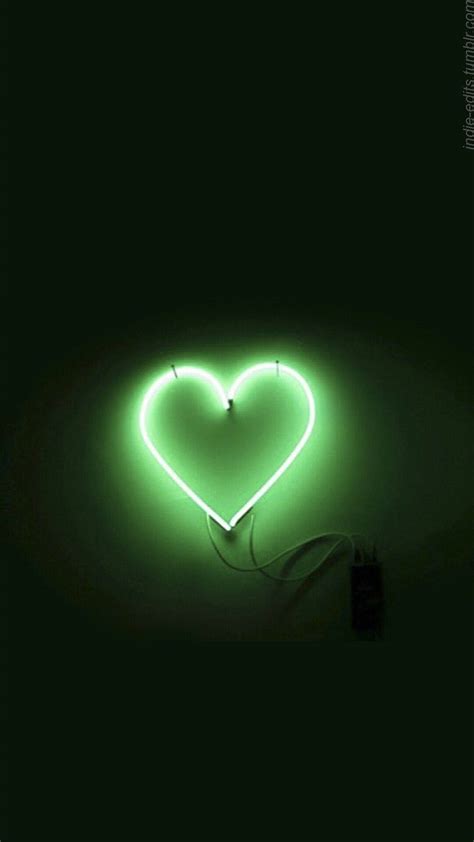 Download Light Green Aesthetic Heart Light Wallpaper
