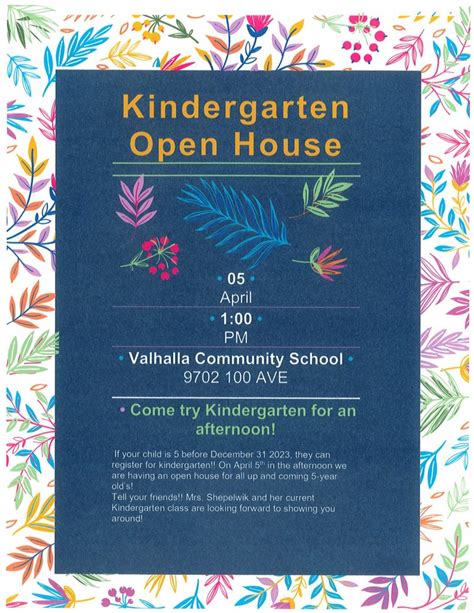 Kindergarten Open House Valhalla Community School