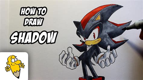 Draw the nose so it extends beyond the finish drawing sonic the hedgehog's eyes by closing the part of the main circle below his left brow. How to draw Shadow Sonic the Hedgehog drawing tutorial ...