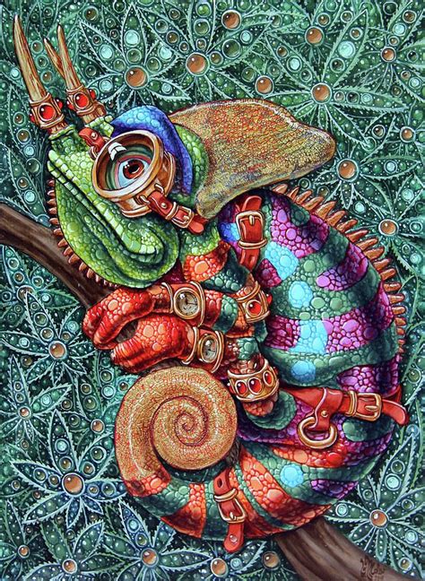 Steampunk Painting Chameleon By Victor Molev En 2021 Art Animalier