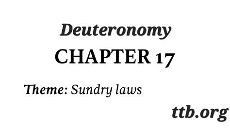 Deuteronomy Chapter 17 Bible Study Youtube