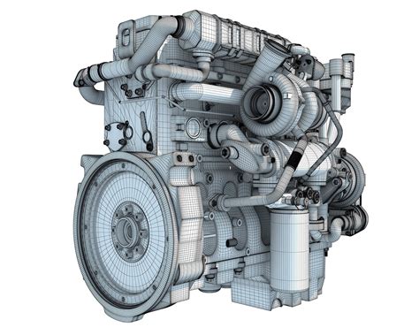Industrial Diesel Engine Engineering 3d Model Industrial