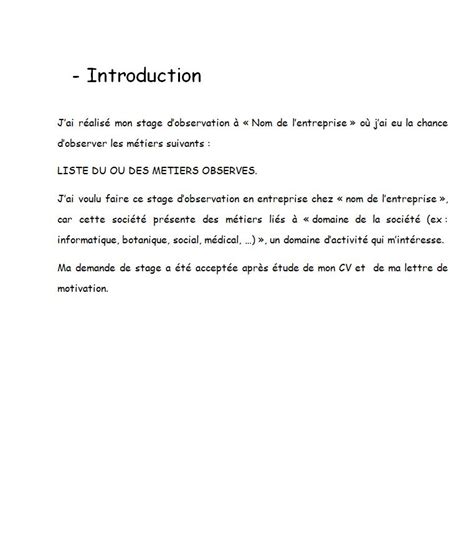 Introduction Exemple De Rapport De Stage Gratuit Novo Exemplo
