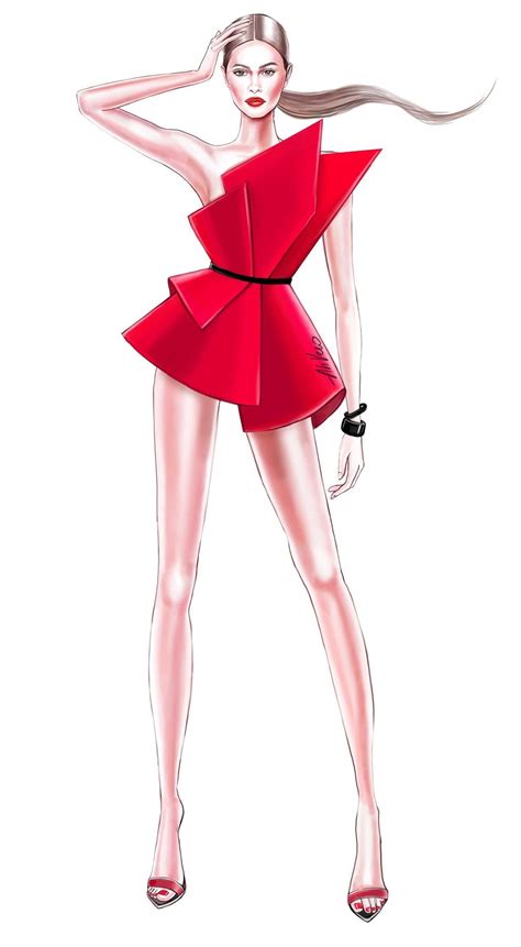 Mini Vestido Rojo Fashion Illustration Sketches Dresses Fashion