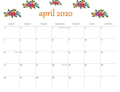Dv visas may not be issued to. Cute April 2020 Calendar - Free task reminder | Free ...