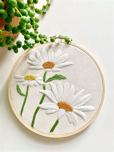 Wild Daisy Embroidery Pattern Botanical Embroidery Pdf Etsy Canada