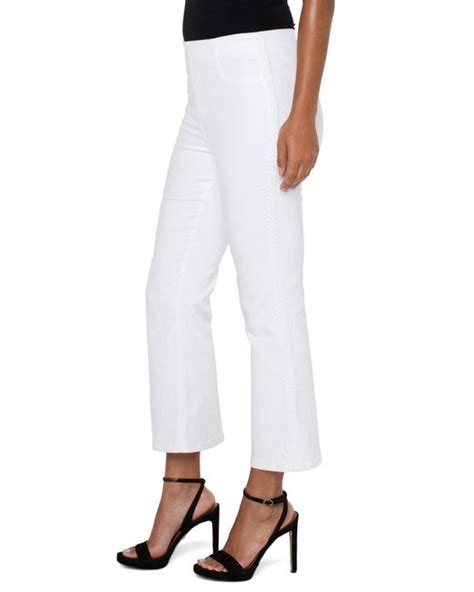 Liverpool Jeans Company Chloe Crop Flare With Braid Trim In White Lyst