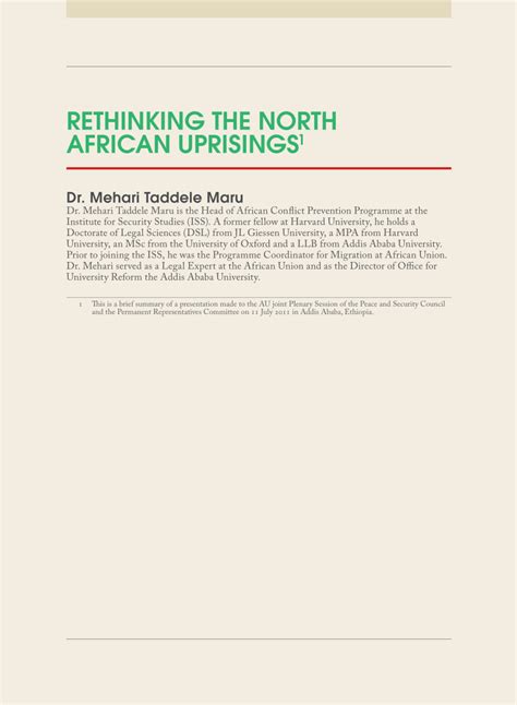 Pdf Rethinking North African Uprisings