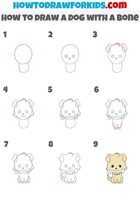 How To Draw A Dog With A Bone Step By Step Easy Doodles Drawings