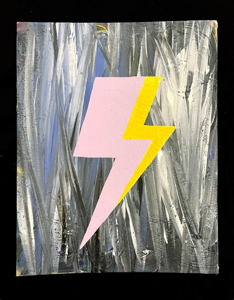 Lilac Lightning Bolt Acrylic Painting Metallic Lightning Etsy