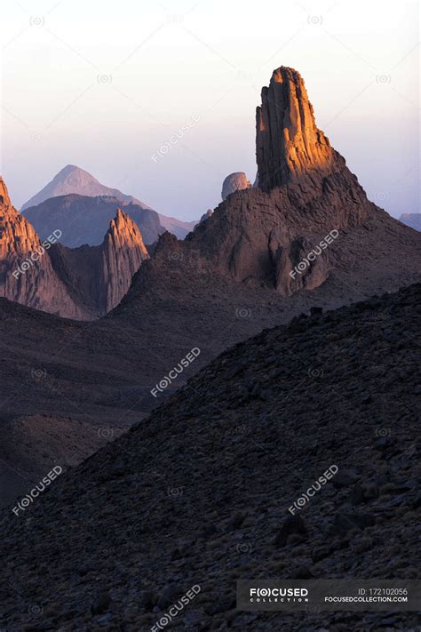 Algeria Wilaya Tamanrasset Hoggar Mountains With Volcanic Rocks At