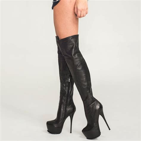 Black Over The Knee Platform Boots Stiletto High Heel Uk Eu Custom Ebay