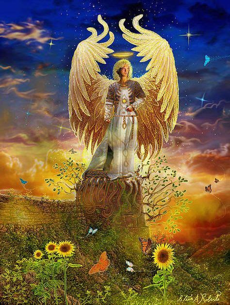 Archangel Uriel Print By Steve Roberts Ärkeänglar Änglar och Angeles