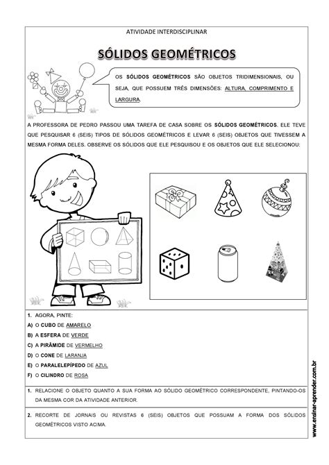 Atividade Sólidos Geométricos Atividades De Geometria Sólidos