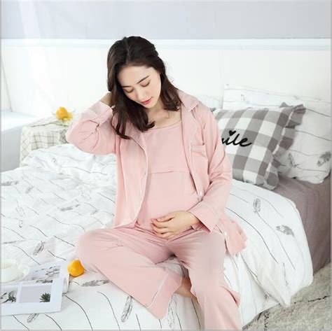 Fdfklak 3 Pcs Pregnant Pajamas Spring Maternity Home Nursing Clothes Pijama For Pregnant Women