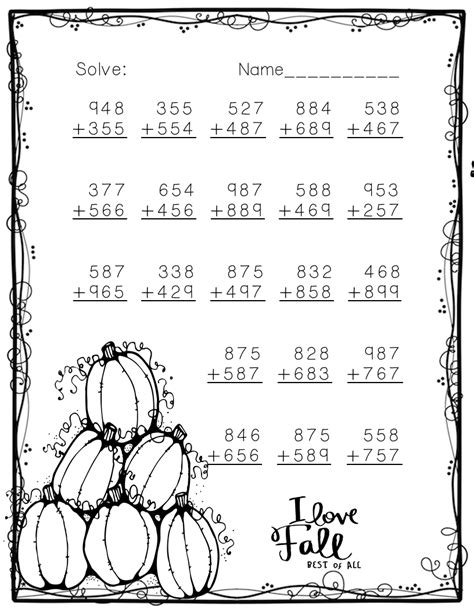 Practice addition of 2 digit numbers without regrouping with this exceptional math worksheet. 3.NBT.2 Fall Themed 3-Digit Addition with Regrouping ...