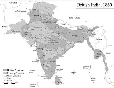 British Control Of India 1860 Territory