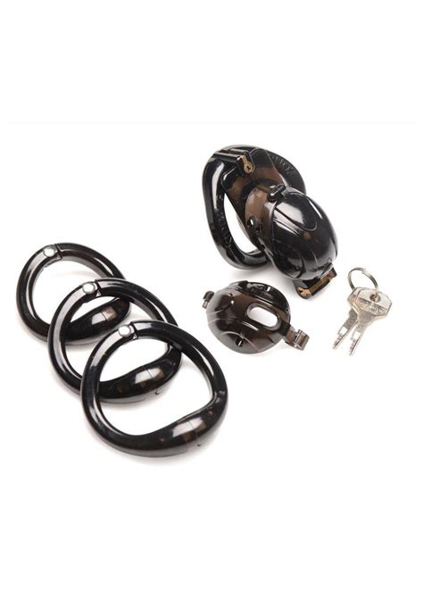 Master Series Double Lockdown Locking Customizable Chastity Cage Black Adult