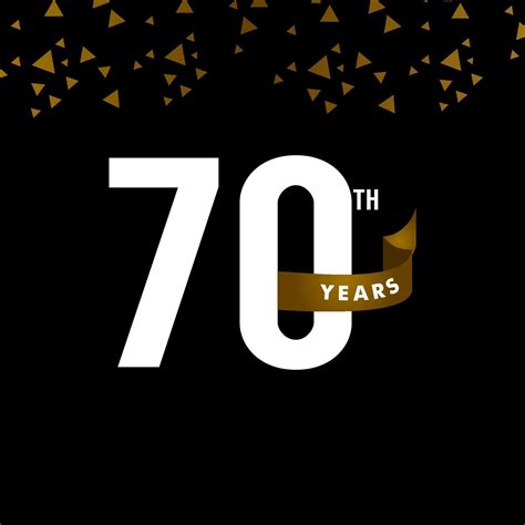 70 Years Anniversary Number With Gold Ribbon Celebration Vector