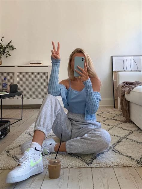 Vsco Blondie Girl Summer Spring Stylish Casual Comfy Outfit Nike Air Force 1 Sneaker Shoes