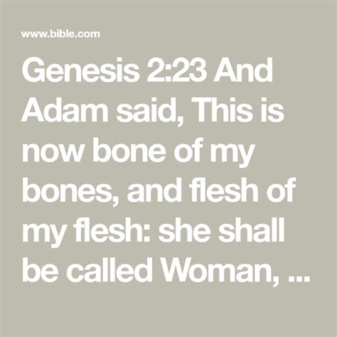 Genesis 223 And Adam Said This Is Now Bone Of My Bones And Flesh Of My Flesh She Shall Be
