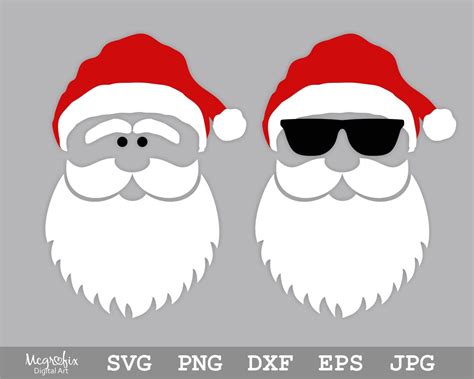 Santa With Sunglasses Svg Santa Claus Svg Cool Santa Svg Santa Face Svg