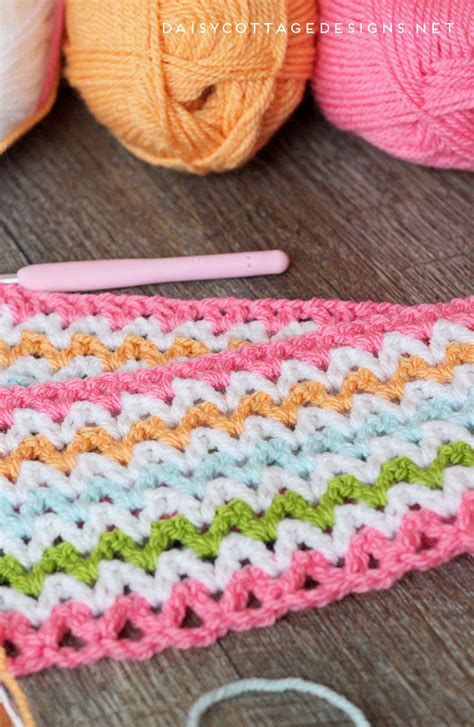 Pretty V Stitch Blanket Crochet Pattern Daisy Cottage Designs